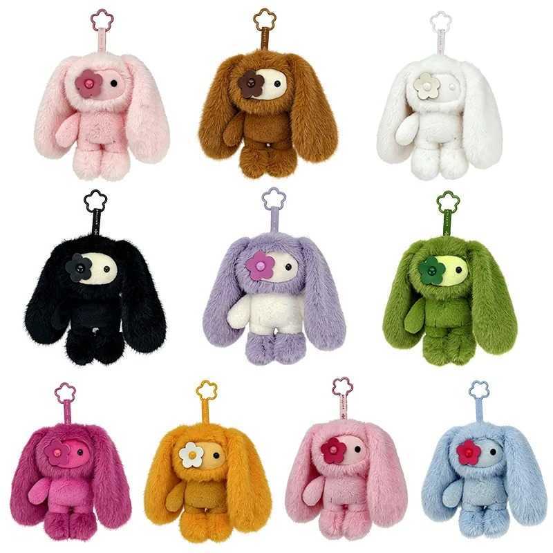 Juju Cute Rabbit Plush Keychain Flower Eye Bunny Stuffed Doll Kawaii Long Ears Animals Bag Pendant Car Keyring Toy Gift for Girl S260721D8KZ