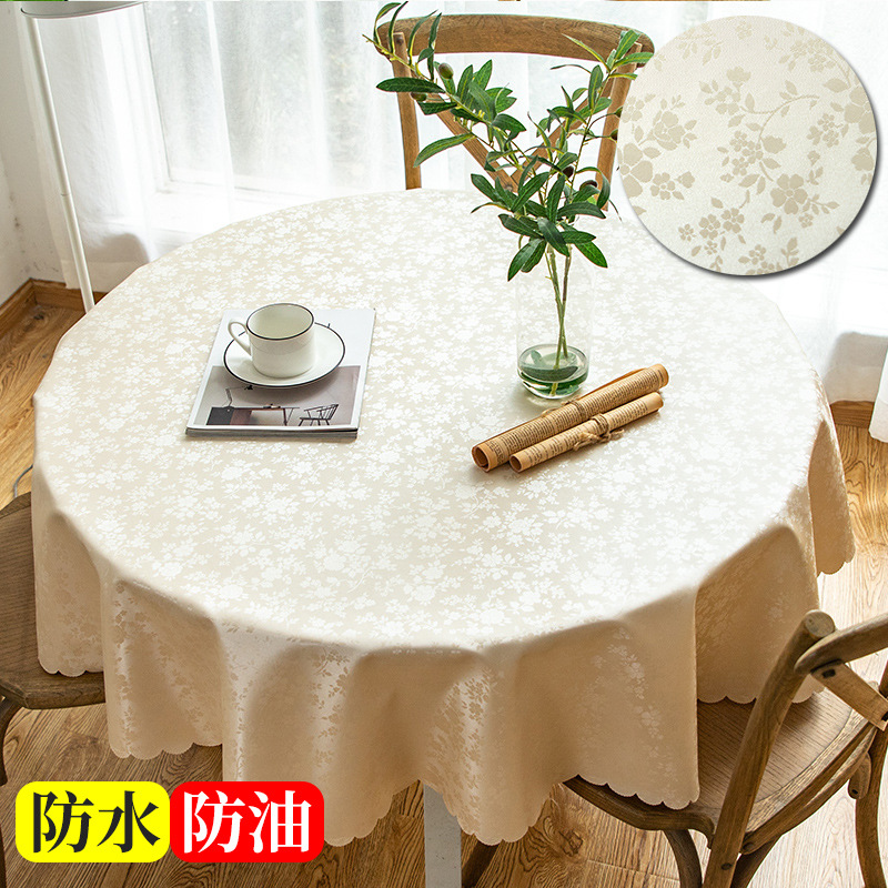Nappe lavable imperméable et résistante à l'huile de style européen, adaptée aux hôtels, restaurants et à la maison, en PVC pour tables rondes et