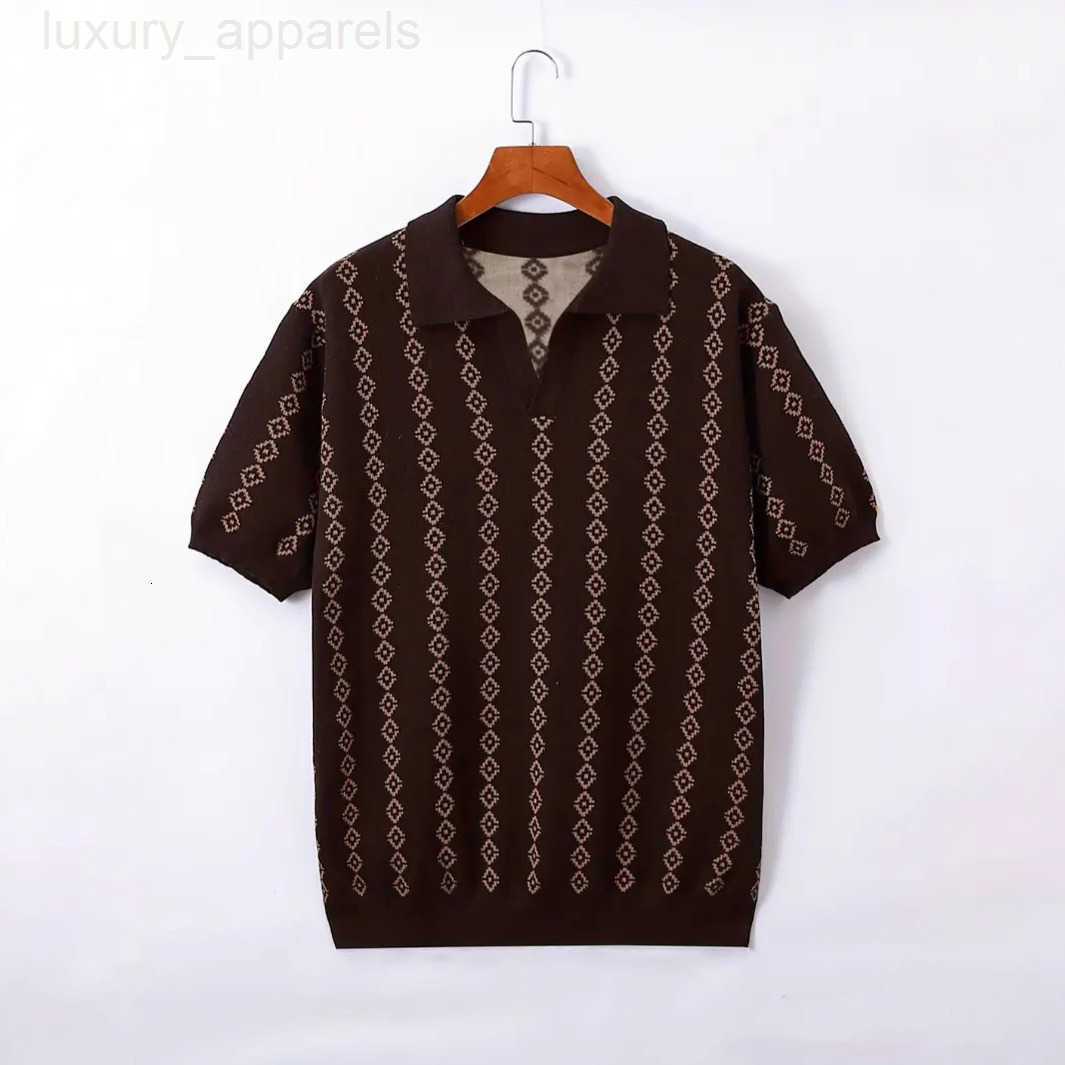 Designer Clothes European And American Knitted Luxury Brand Summer New Striped Polo Shirt Mens Turn-Down Collar Top Casual Half Sleeve Thin Jacquard