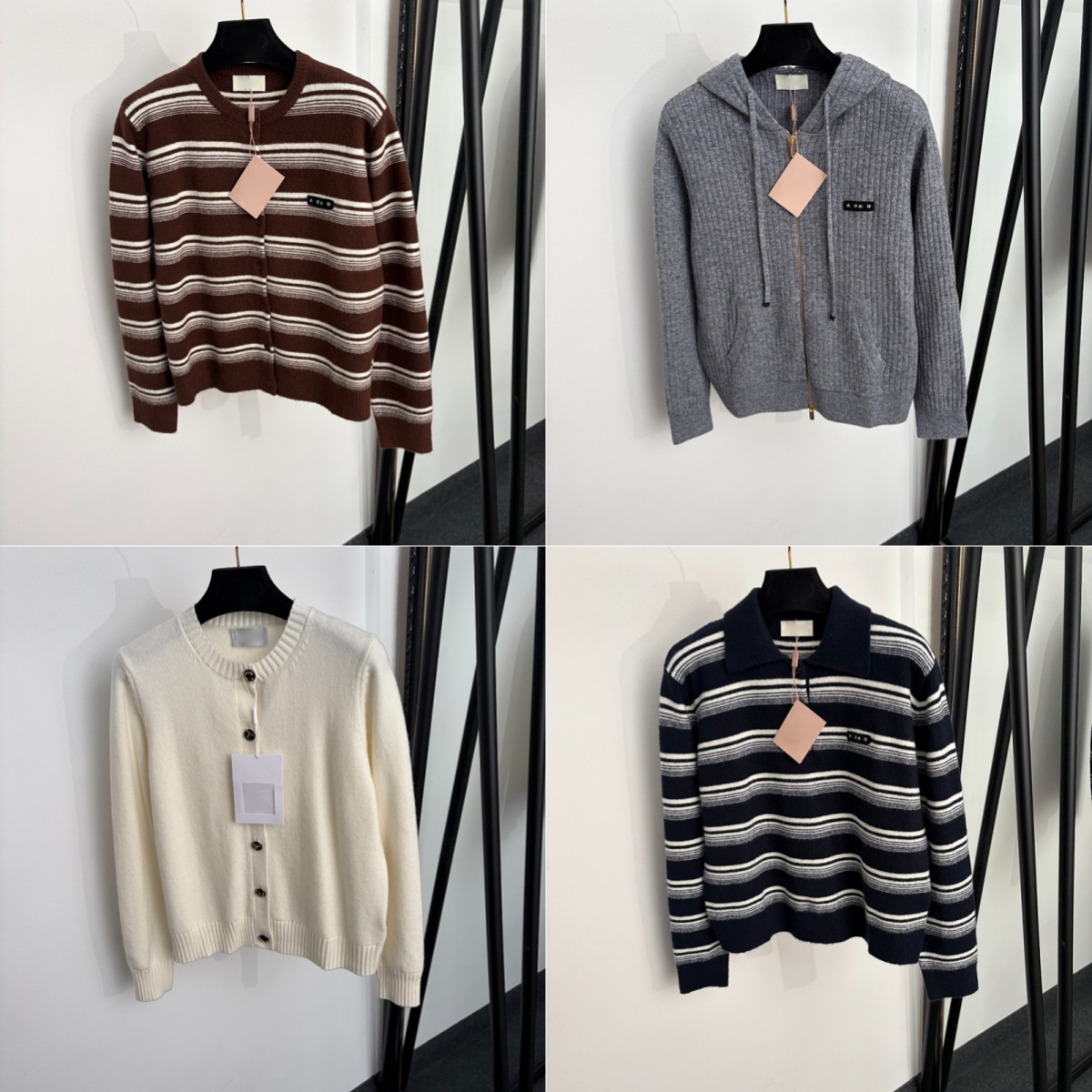 Pull à rayures classique manteau en laine de créateur Cardigan à boutons pulls de luxe à col rond pull en laine hauts vêtements