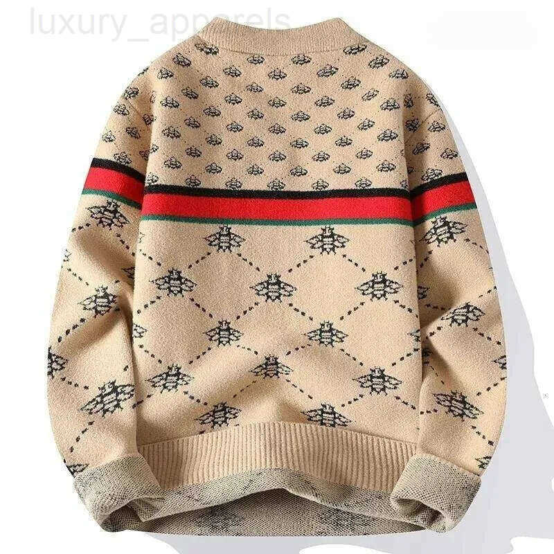 Sweaters Bee Jacquard Mock 3 Colors Retro Argyle With Color-block Stripe Warm Stylish Perfect For Layering Mens Clothing