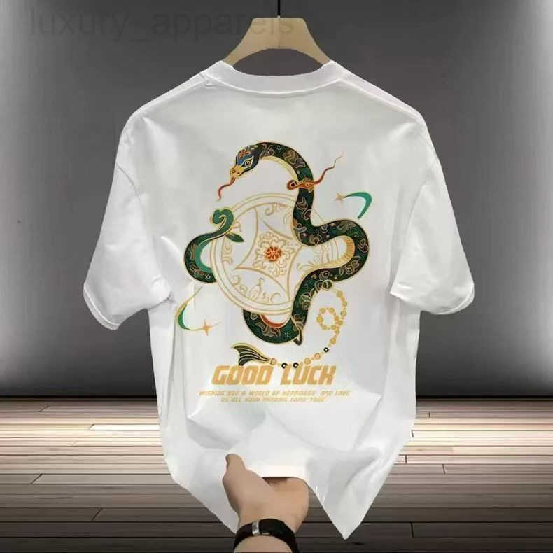 2026 Extra Large Designer Cotton Luxury Fashion Printed Mens Basic Short Sleeve Top Fat Brother Loose Breathable Outdoor Leisure Versatile T-shirt