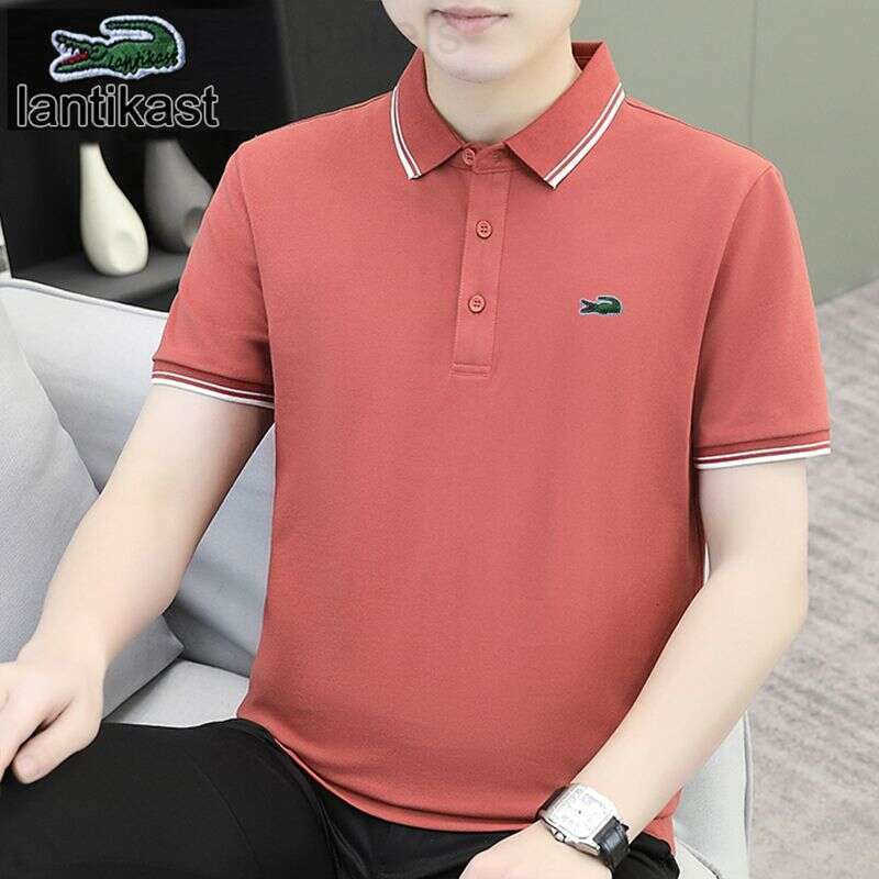 Noble Crocodile Embroidery Summer Mens Short Polo T-Shirt Turn-Down Collar Loose Fit designer handbag Plus Size Casual Trendy Half Sleeve Shirt