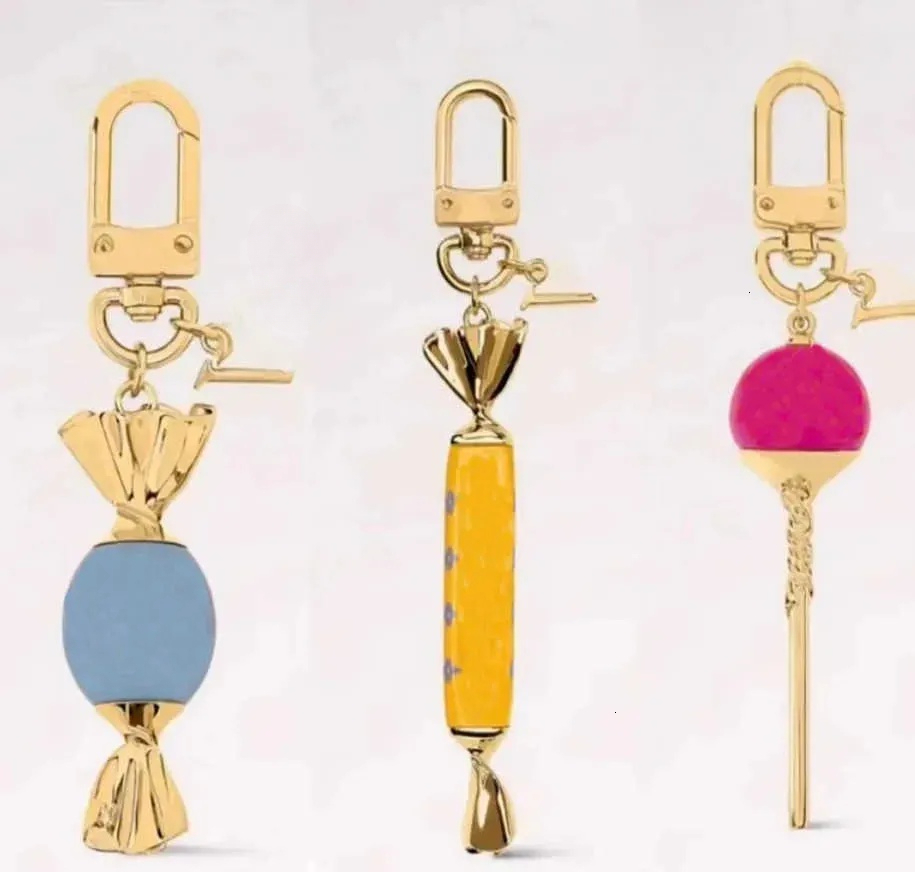 Porte-clés de luxe en forme de sucette en alliage de zinc fait à la main avec motif en cuivre pour voiture, breloques de sac, décoration suspendu