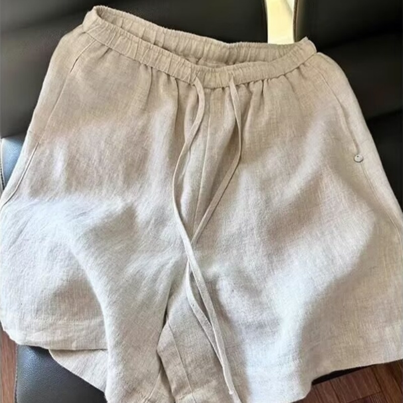 2025 Summer Mens Cotton Linen Breathable Shorts Hawaii Beach Pants Male Solid Color Trousers Loose Versatile Streetwear yy260713BANJIA