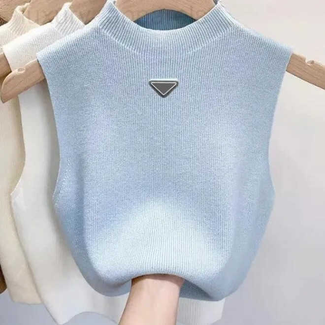 2005Designer womens vest t-shirt sweater Women vests Sweaters spring fall loose Letter round neck pullover knit waistcoats sleeveless vest top waist