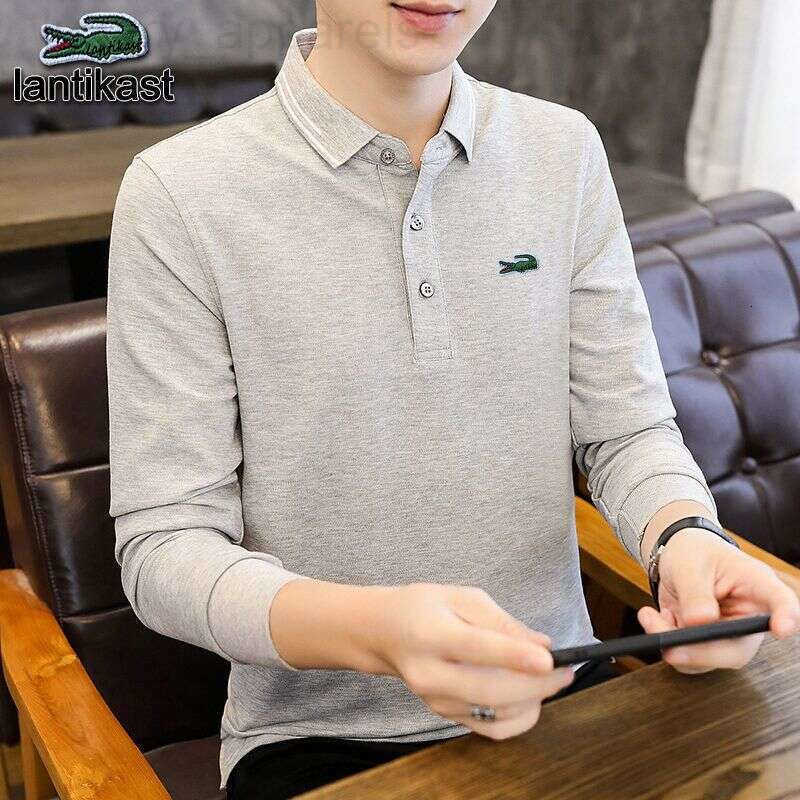 Noble Crocodile Long Sleeve T-Shirt designer handbag Turn-Down Collar Polo Mens Pure Cotton Base Shirt for Middle-Aged and Young Fathers Autumn Wear