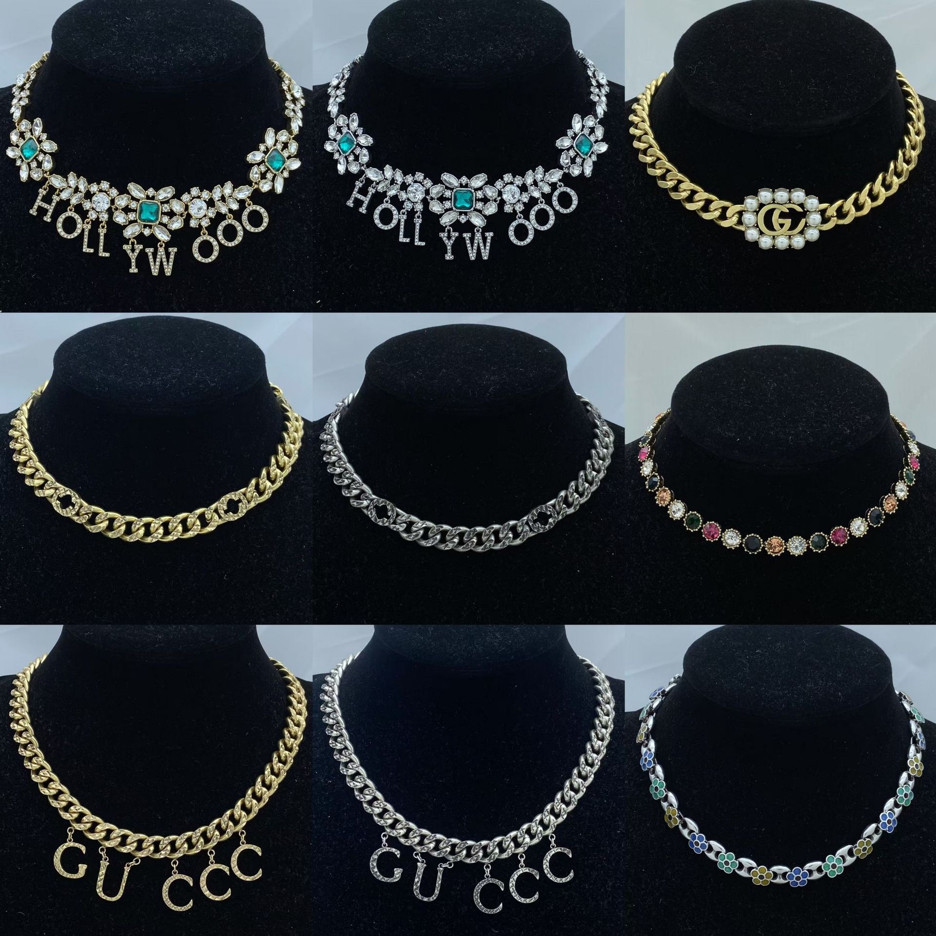 jewellery designer for women Classic letter necklace for women heavy duty personalized collarbone chain brass jewelry trendy Guccara Necklace