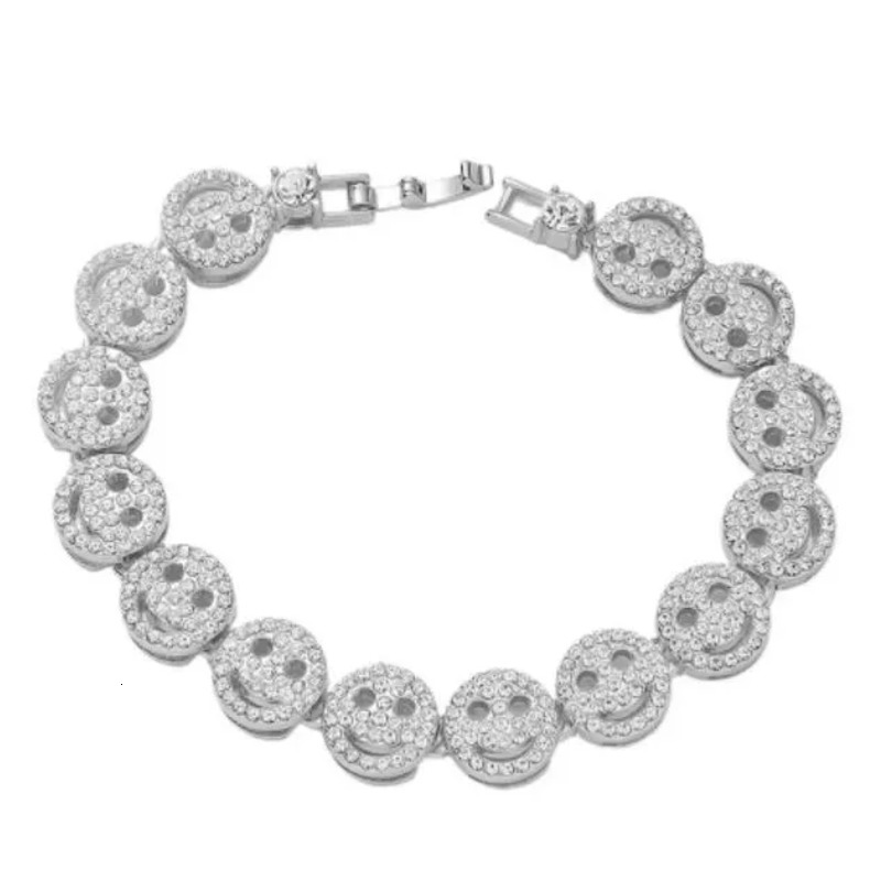 Mens Hip Hop Face Smile Designer Charm Bracelets 18K Gold Silver Full Diamond Crystal Night Club Luxury Bangle Bracelet woman high quality Jewelr