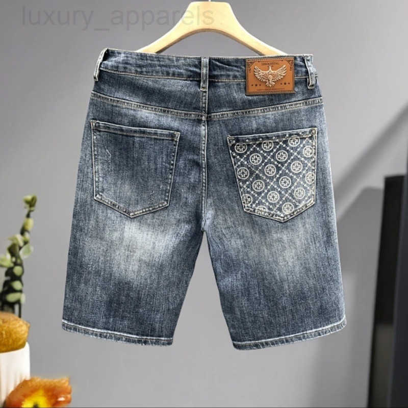 Brand Designer Clothes 2025 New Stylish Straight-Leg Pants Light Luxury High-End Denim Mens Summer Thin Five-Point Shorts