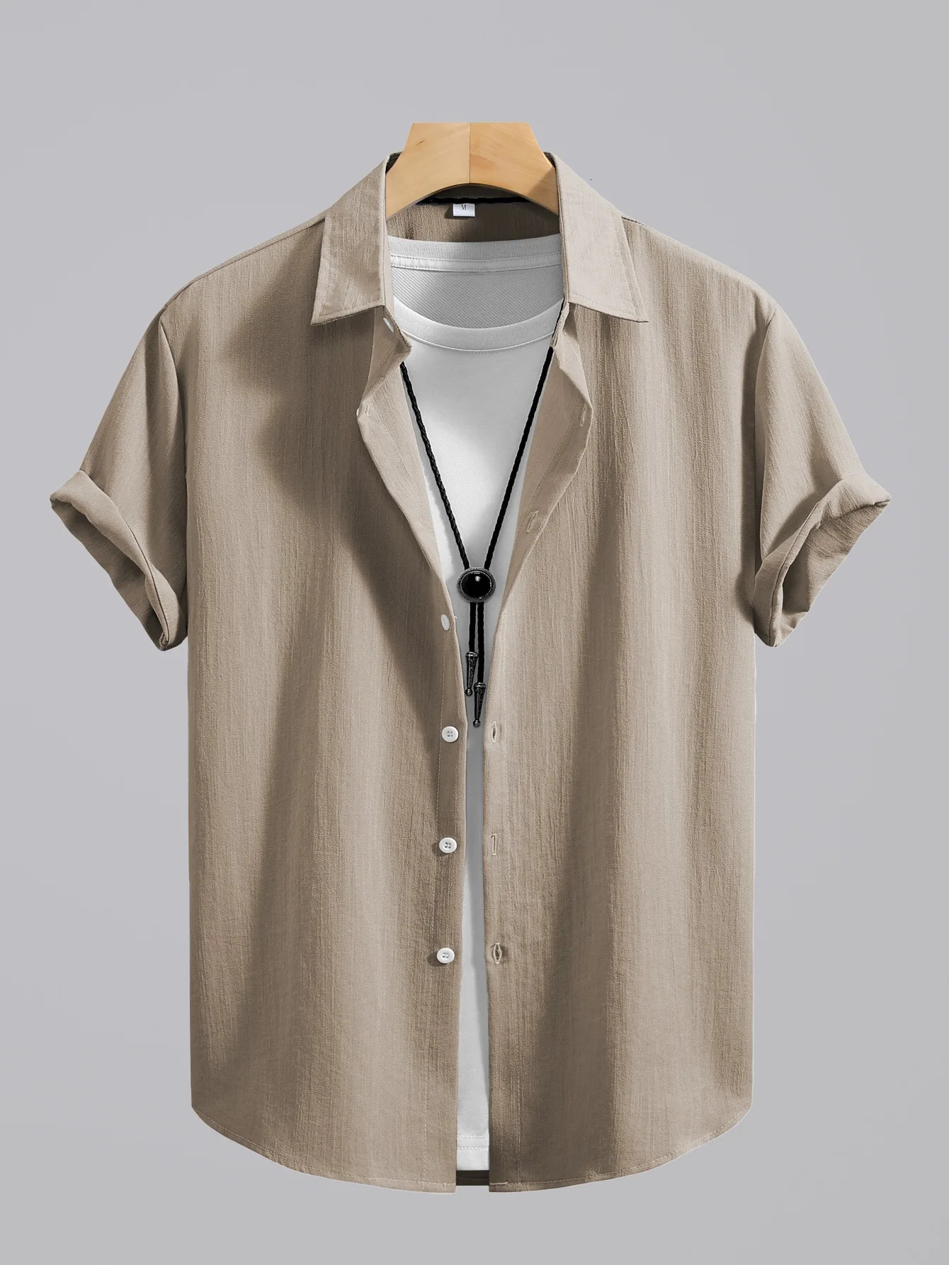 2026 Mens Simple and Fresh Shirt - Street Fashion Loose Quick-Drying Casual Shirt-Hawaiian Vacation Style Solid Collar Cardigan 260720BJ