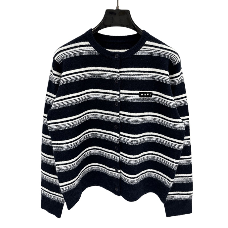 Women Striped Knitted Cardigan Autumn Classic College Style Sweater Pullover Outdoor Resort Vacation Brand Sweater