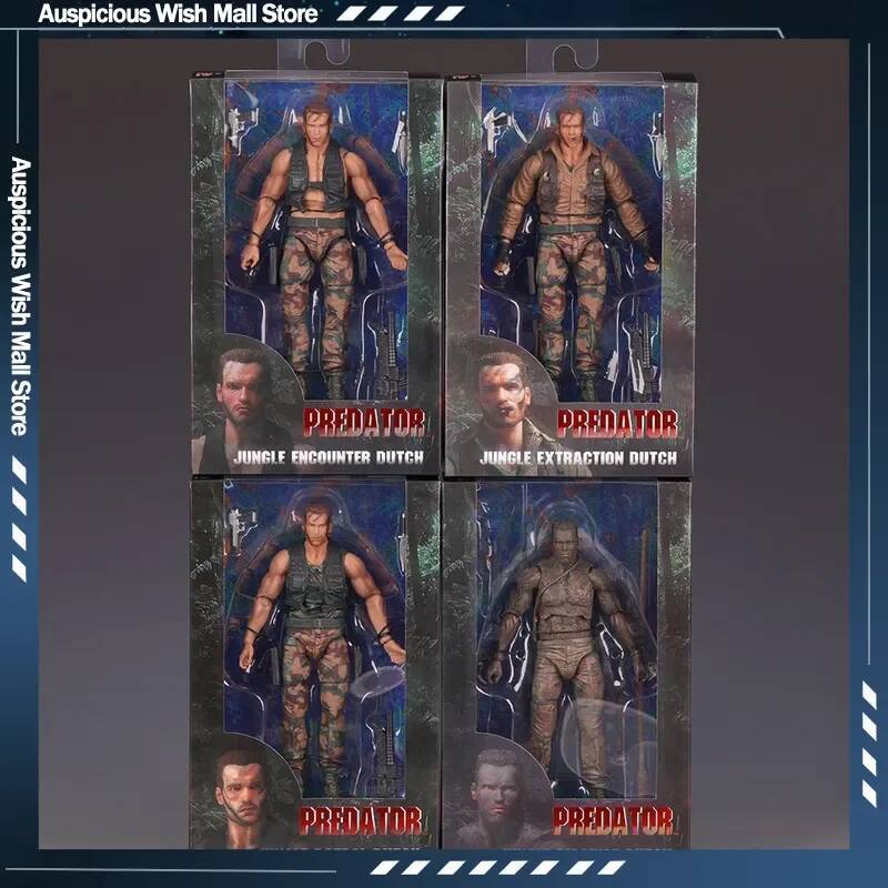 New Predator Dutch 30th Anniversary Edition Action Figure Collectible Model With 4 Styles Rich Accessories Movable Joints Gift 26Y0721