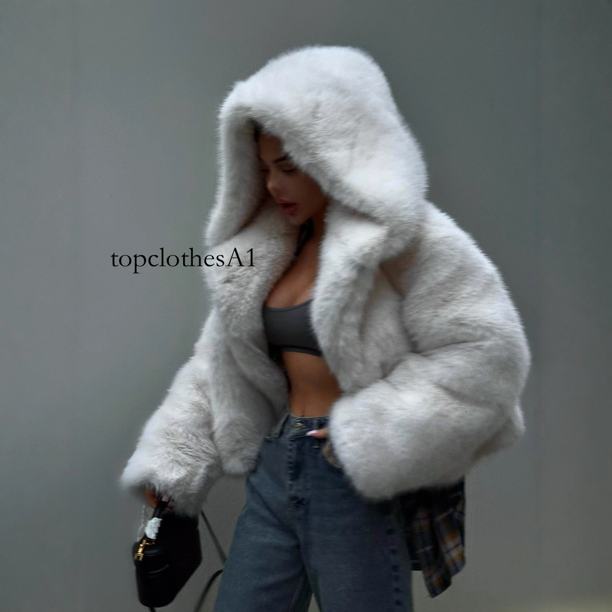 Cross-Border Hooded Faux Coat Fox Short Plush Jacket Autumn Winter Women's Fur Top