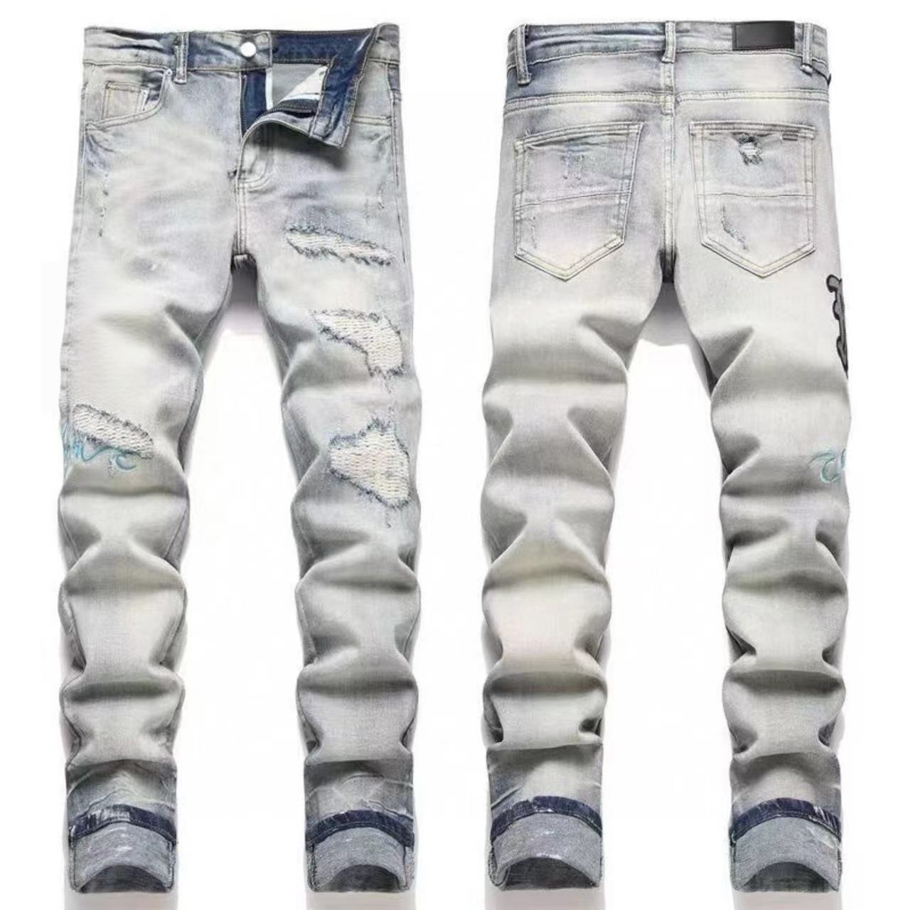 Men's Jeans Designer Letter Star Jeans Men Embroidery Patchwork Ripped Denim For Men Women Motorcycle Pants Mens Skinny Pants S260826N6TK