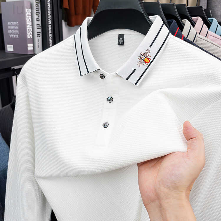 Designer Clothes 2025 Spring Autumn New Mens Long Sleeve Polo Shirt With Turn-Down Collar And Embroidery Business Luxury Brand Casual Cotton T-Shirt
