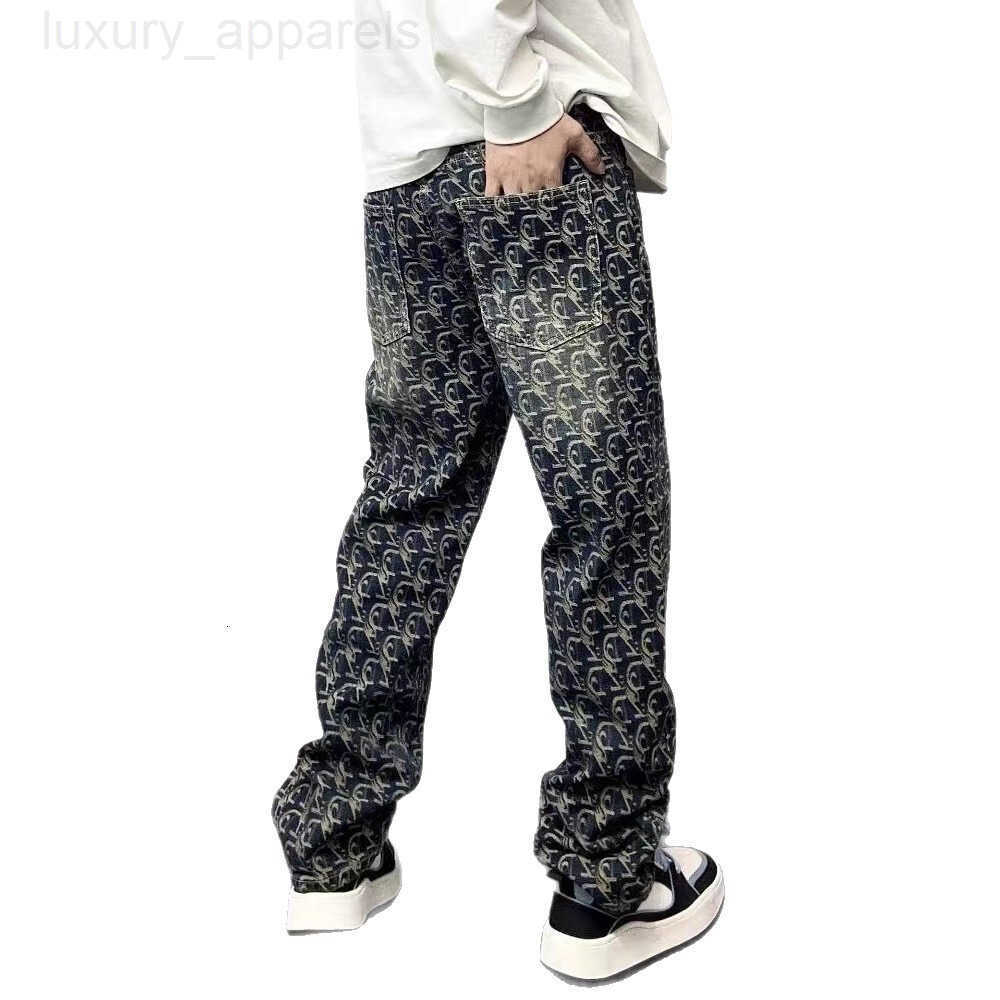 New Sportswear Outdoor Sports Knitted Vintage Jeans Fashion Style Straight-leg Pants Design High-end Texture Home Casual Mens Clothing