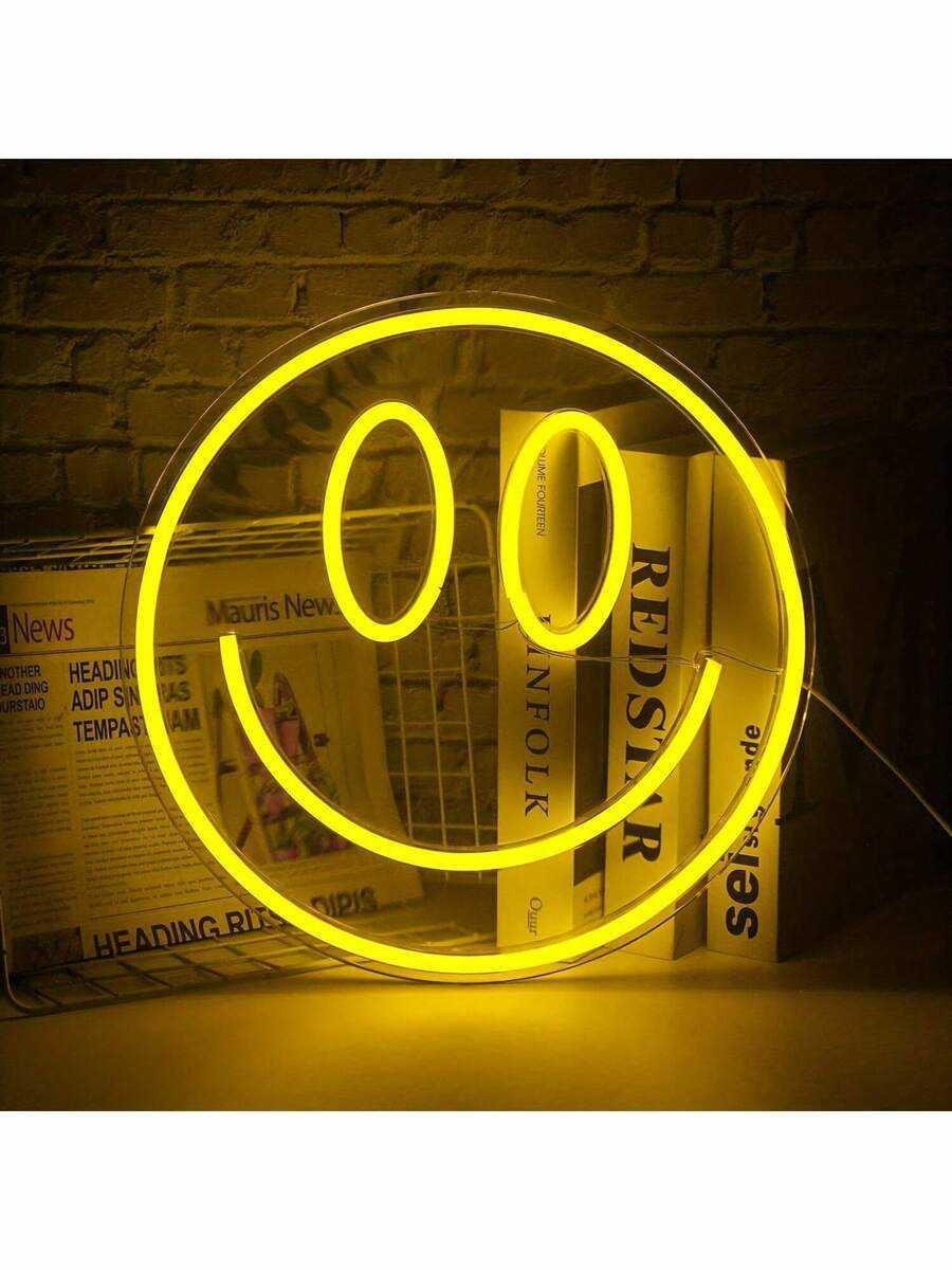 1pc Neon Smiling Face Light LED Neon Face Wall Decor Sign USB Powered Yellow Neon Light Suitable For Bedroom Room Wedding Party Decoration H260721 H