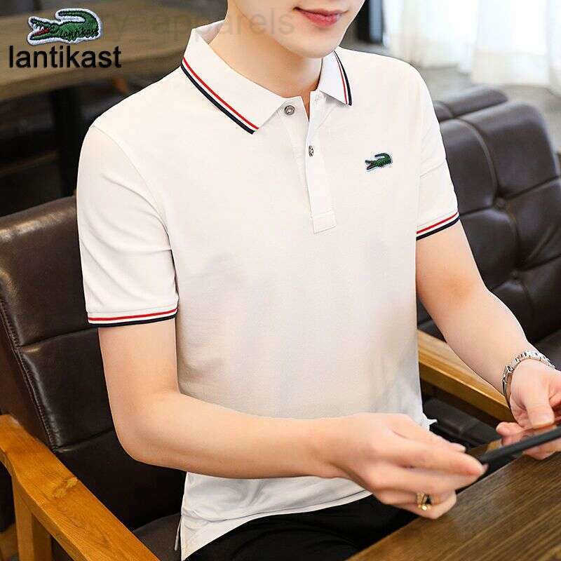 Noble Crocodile Embroidery Summer Designer hoodie Polo Shirt Short Sleeve T-shirt Trendy Turn down Collar Loose Fit Plus Size LANTI KAST Youth Mens