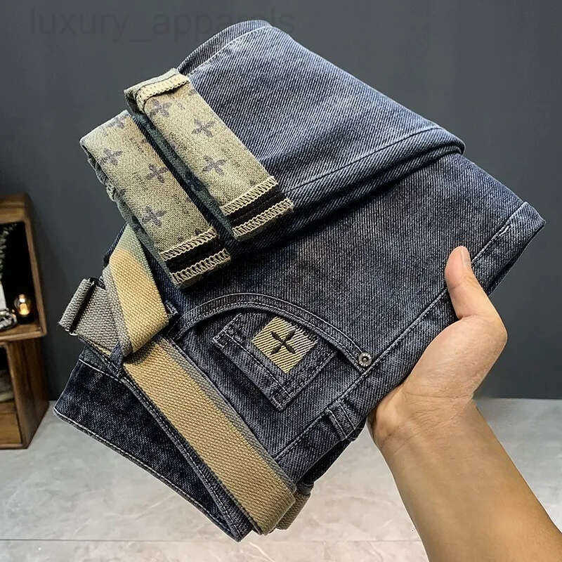 Jeans Autumn Winter New Thickened Warm For Men Stretch Slim Fit Skinny Wear-Resistant Dirty Long Pants Mens Clothing