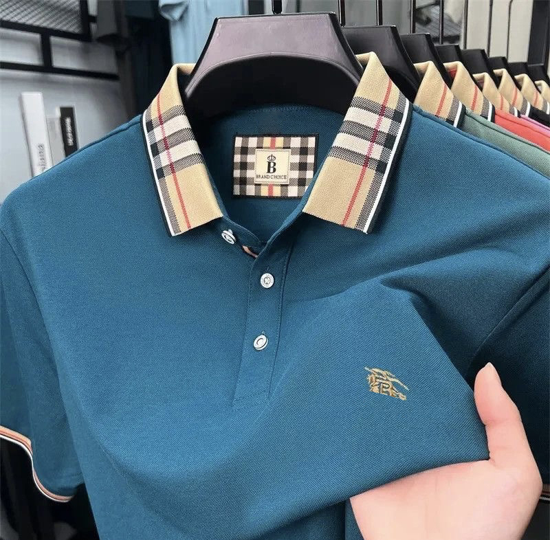 Men's fashionable and high-end business Polo shirt, with a strong design sense. Summer short-sleeved luxurious letter-stitched Polo T-shirt, av