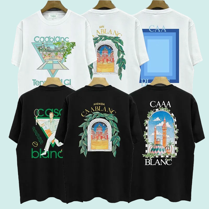 Csas Blacoo t-shirt Summer Male Female Designer Shirts Loose Short Sleeve Street Style Sets Polos Vintage Clot Tees Fashion Basic Tops 5A