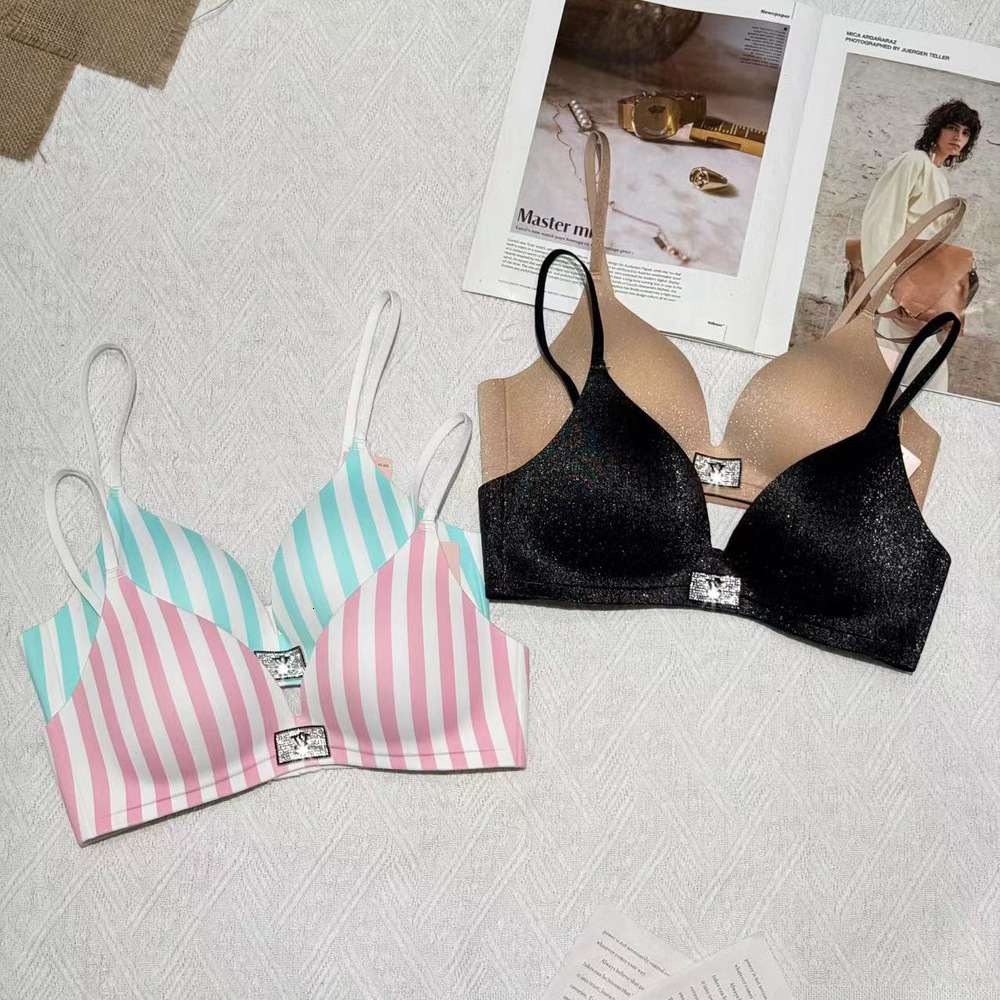 Victoriasssecrets Camisoles Bra Set Popular Bras Sets Womens Sexy Tanks Vest Bikini Brassiere Lingerie Series Underwear Rhinestone Logo Seamless Pan