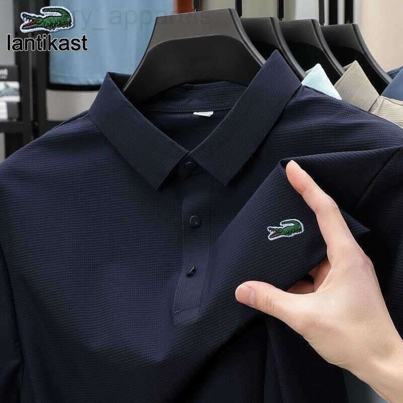 designer handbag Noble Crocodile Summer Ice Silk Short Sleeve Mens Polo Shirt LANTI KAST Moisture-Wicking Sport Cool Business Casual Turn-Down Colla