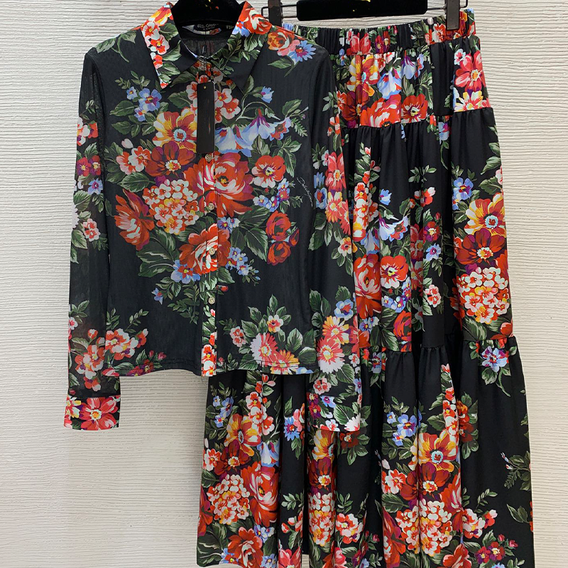Designer Luxury Mulberry Silk Print Matching Set, Premium Breathable Resort Silk Outfit, Anti-Stuffy Women Vacation 2-Piece Suit Plus Size