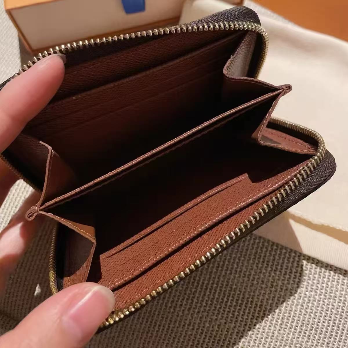 top 2026 Unisex echt leer Ritskaarthouder Vintage Print Portemonnee met grote capaciteit Multi-slots Mini-portemonnee voor heren Dames Dagelijks geb