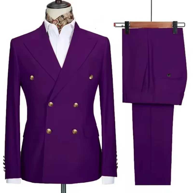 2025 New Mens 2 PieceJacketPantsDouble Breasted Slim Fit Elegant Suit Wedding Groom Business Banquet Tailor made X260721 5b