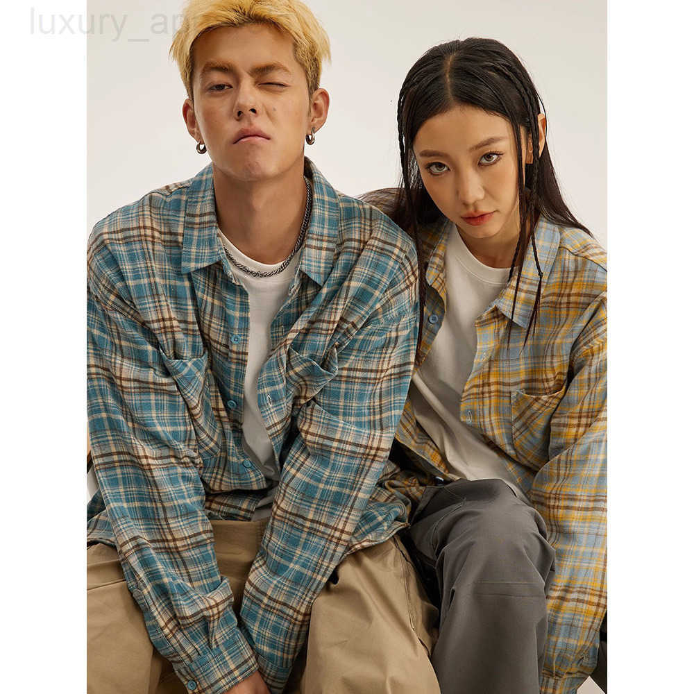 Designer Clothes American Retro Brushed Plaid Luxury Brand Mens Long Sleeve Jacket 2024 Spring And Autumn New High-End Inner Layer Shirt
