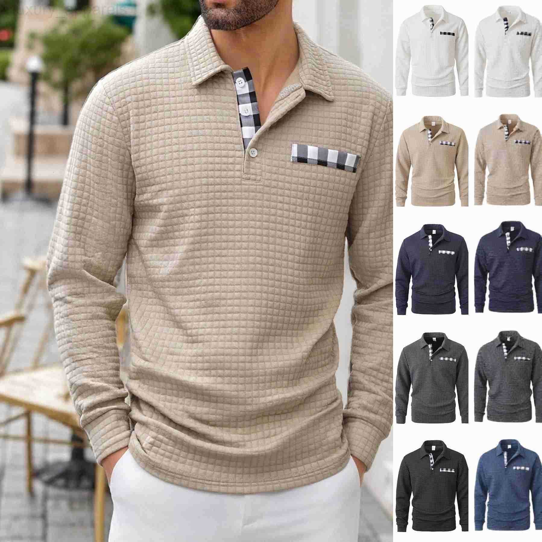 Designer Clothes 2025 Mens Polo Shirt Foreign Trade Hot Selling Luxury Brand Turn-Down Collar Long Sleeve Button T-Shirt New Casual Retro