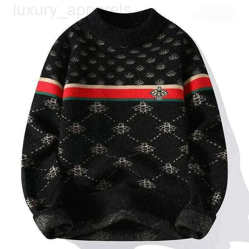 Sweaters Bee Jacquard Mock 3 Colors Retro Argyle With Color-block Stripe Warm Stylish Perfect For Layering Mens Clothing Daily Outfit