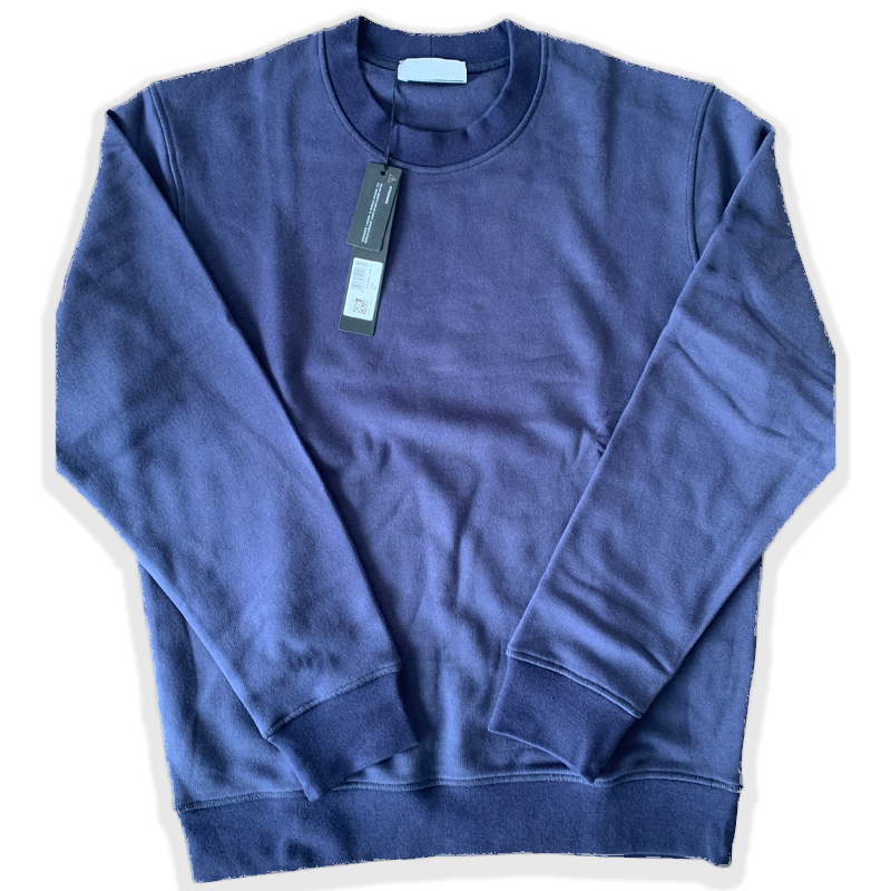 63020 Men's Cotton Fleece Crew Neck Sweatshirt Basic Plain Long Sleeve Top Arm Mini Badge Warm Pullover topstoney-like top-tier quality
