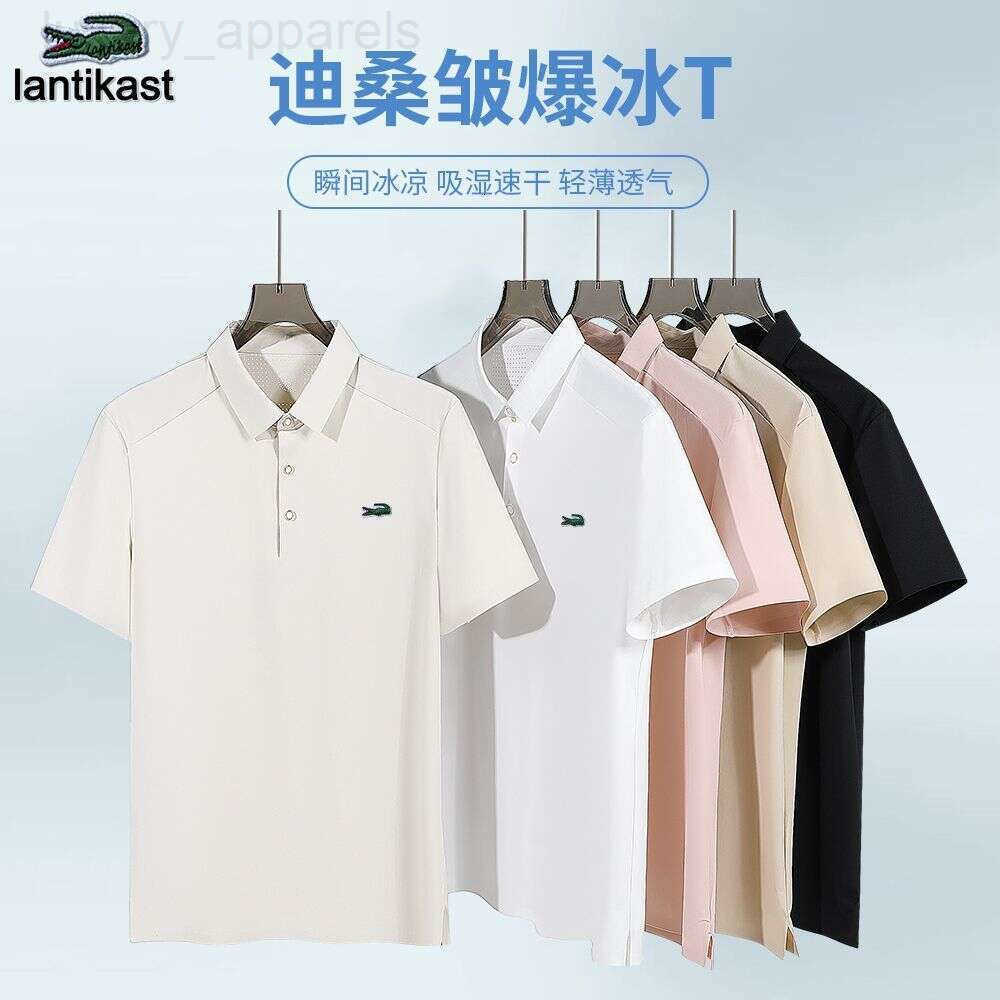 Noble Crocodile Summer Ice Silk Short designer handbag Sleeve Mens Polo Shirt Breathable Quick-Dry Cool Business Casual Turn-Down Collar T-Shirt