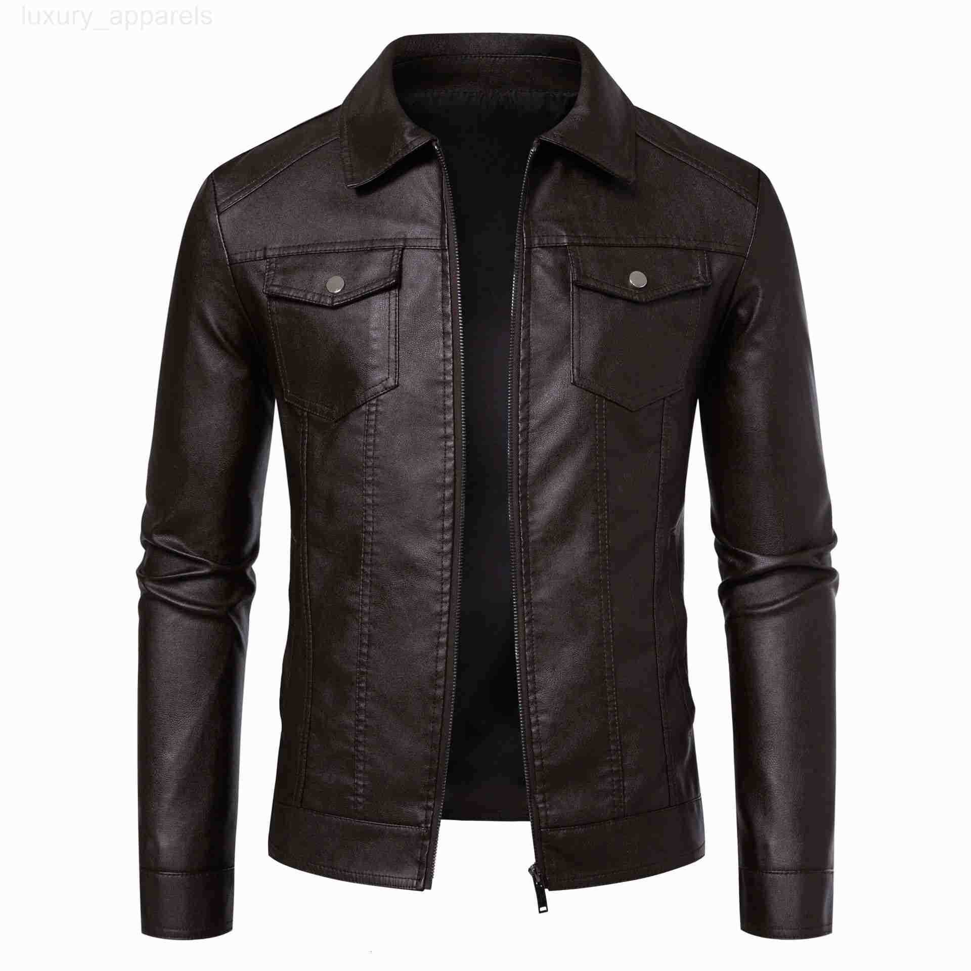 Leather 2025 New Spring Autumn Winter Designer Clothes Korean Style Slim Fit Luxury Brand Trendy Fleece Lined Thickened Motorcycle Jacket Mens Lea