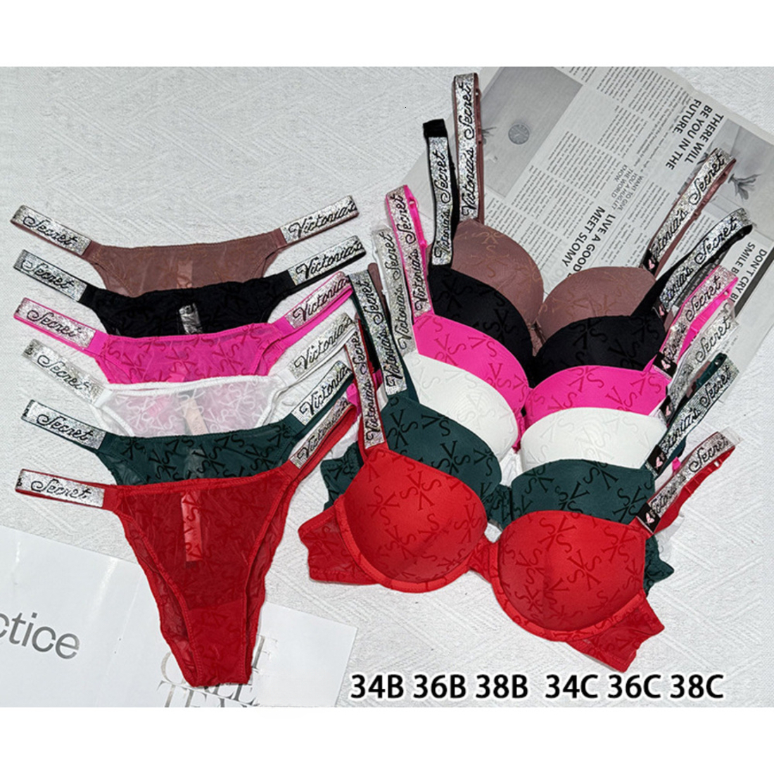 Brand Victoriasssecrets Bra Set Lace Trendy Bras Sets Womens Sexy Bikini Brassiere Underwear Wide-Strap Push-Up Women Plus Size High-Slit Lingerie P