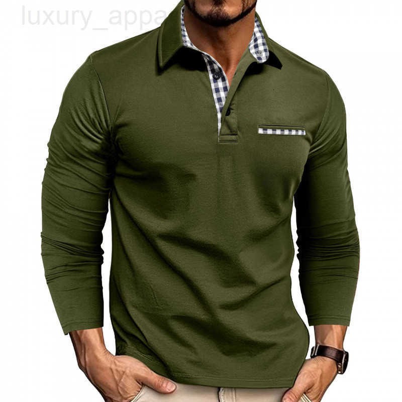 Luxury Brand Designer Clothes 2025 New European And American Mens Casual Fashion Polo Shirt Export Turn-Down Collar Long Sleeve Color Block T-Shirt