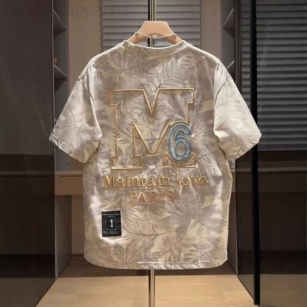 Luxury Brand Designer Clothes 2025 Summer New Fashion Printed Half-Sleeve Loose Fit Mens Casual Short Sleeve T-Shirt With Street Style Embroidery