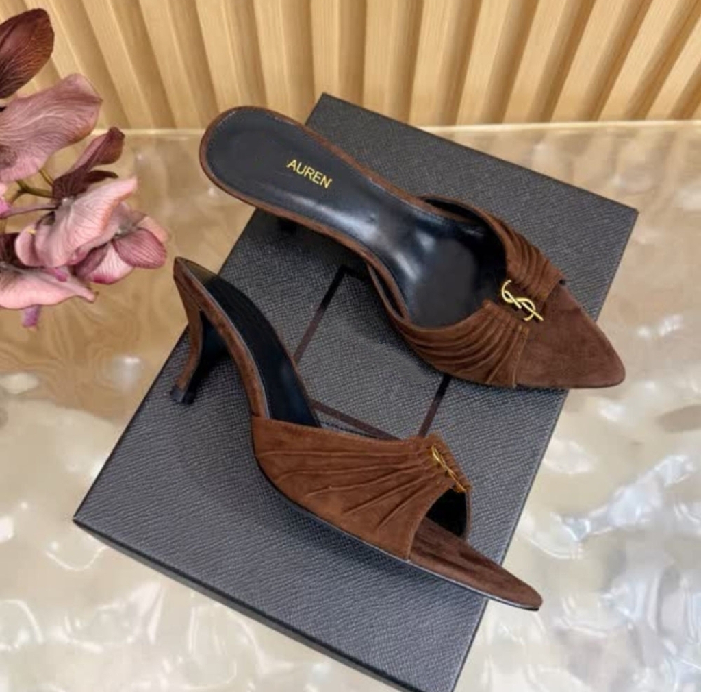 BABYLONE Designer Fashion Women's High Heels Classic Leather Suitable for Parties and Daily Wear Retro High-Quality Summer Travel Model WS6278