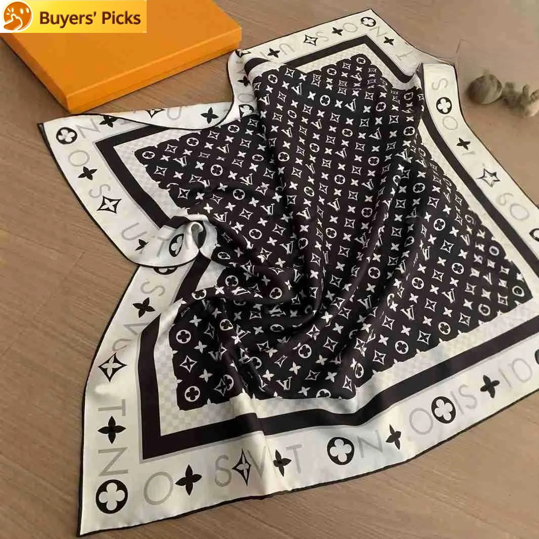 Women Print Satin Silk Scarves Square Designer Scarf Hijab Neckerchief Female Hair Ribbon head scarf Wrist Foulard Shawl Wraps 90x90cm GS26