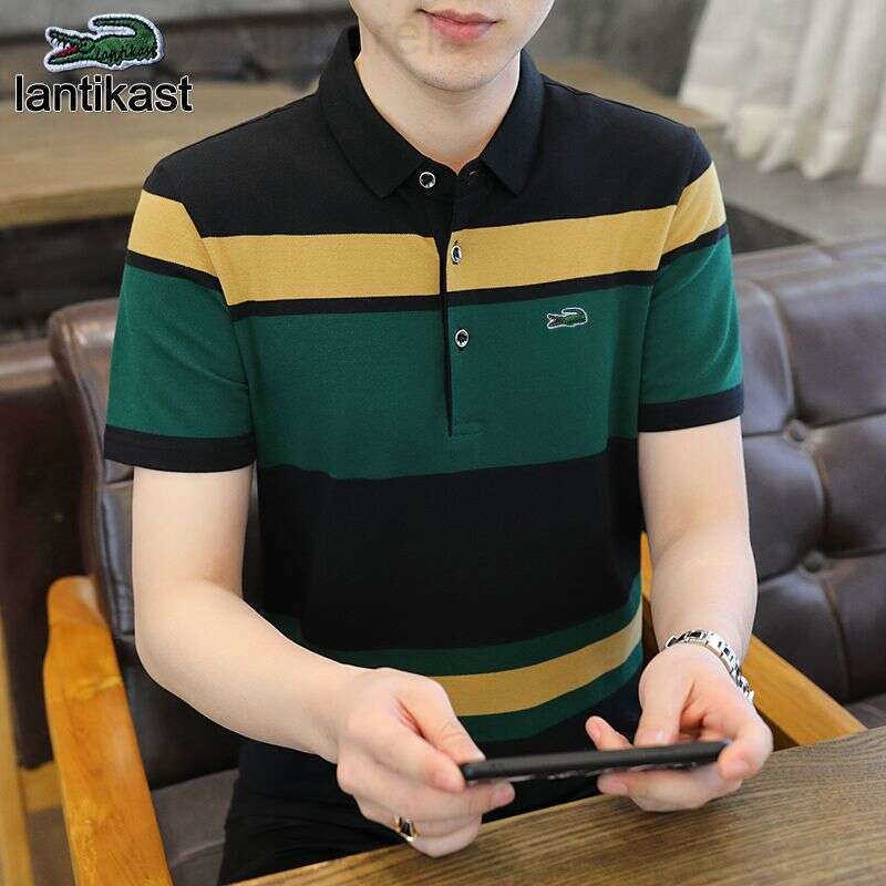 Noble Crocodile Polo Shirt Mens T-Shirt designer hoodie Summer Breathable Short Sleeve Turn-Down Sport Collar Pure Cotton LANTI KAST Top Striped Bus