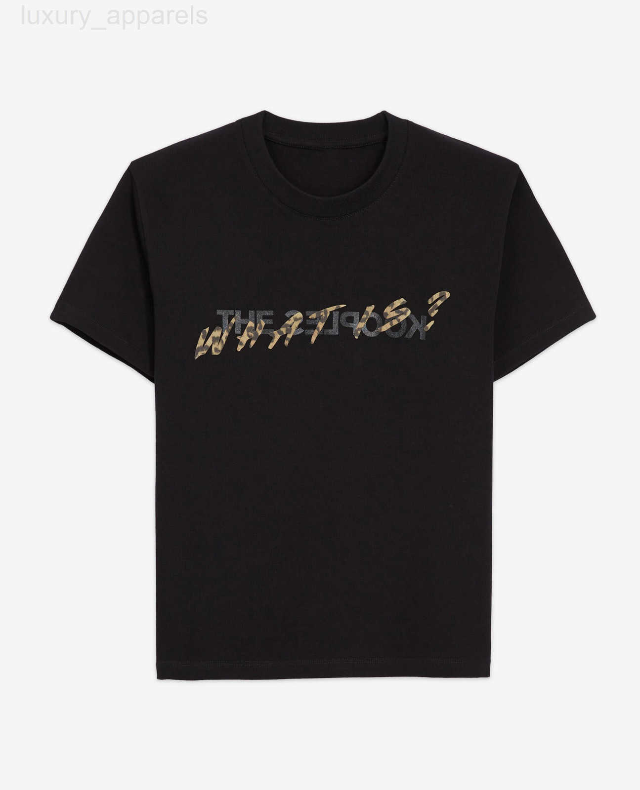 2025 Black and Leopard Print What Is Womens Casual Cotton T-shirt Oversized Kooples Streetwear The Couples Short Sleeves