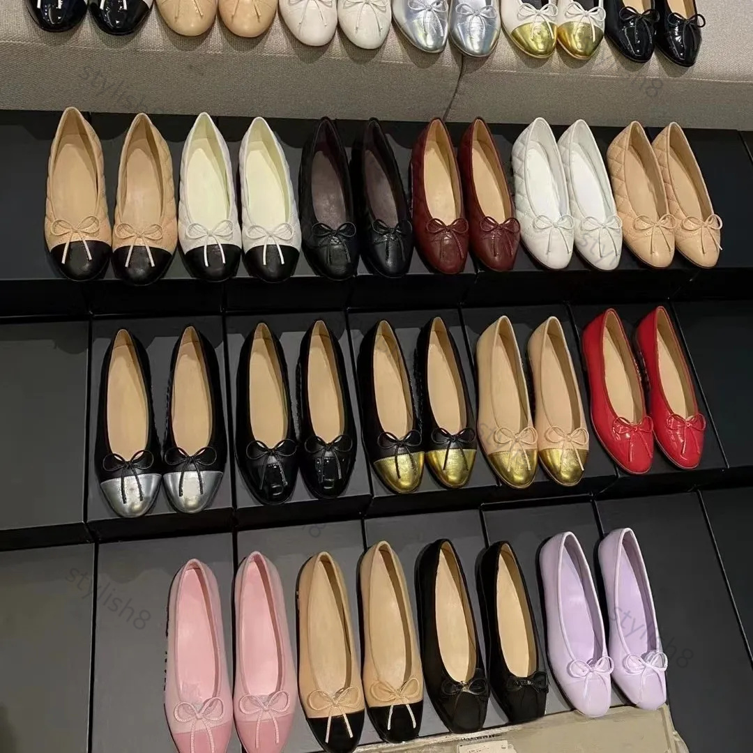 Chaussures habillées de styliste pour femmes, chaussures plates de Ballet, Patchwork Tweed gros-grain en peau de chèvre, chaussures en cuir verni