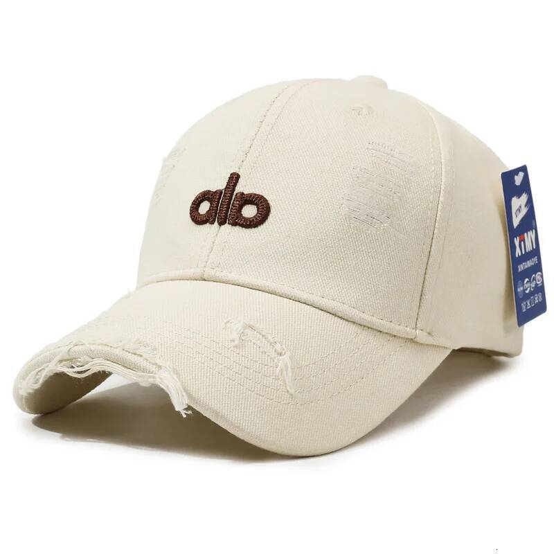 Vintage American-style distressed denim baseball cap with embroidered letters, adjustable, short brim, unisex, casual for outdoo 26Y0722
