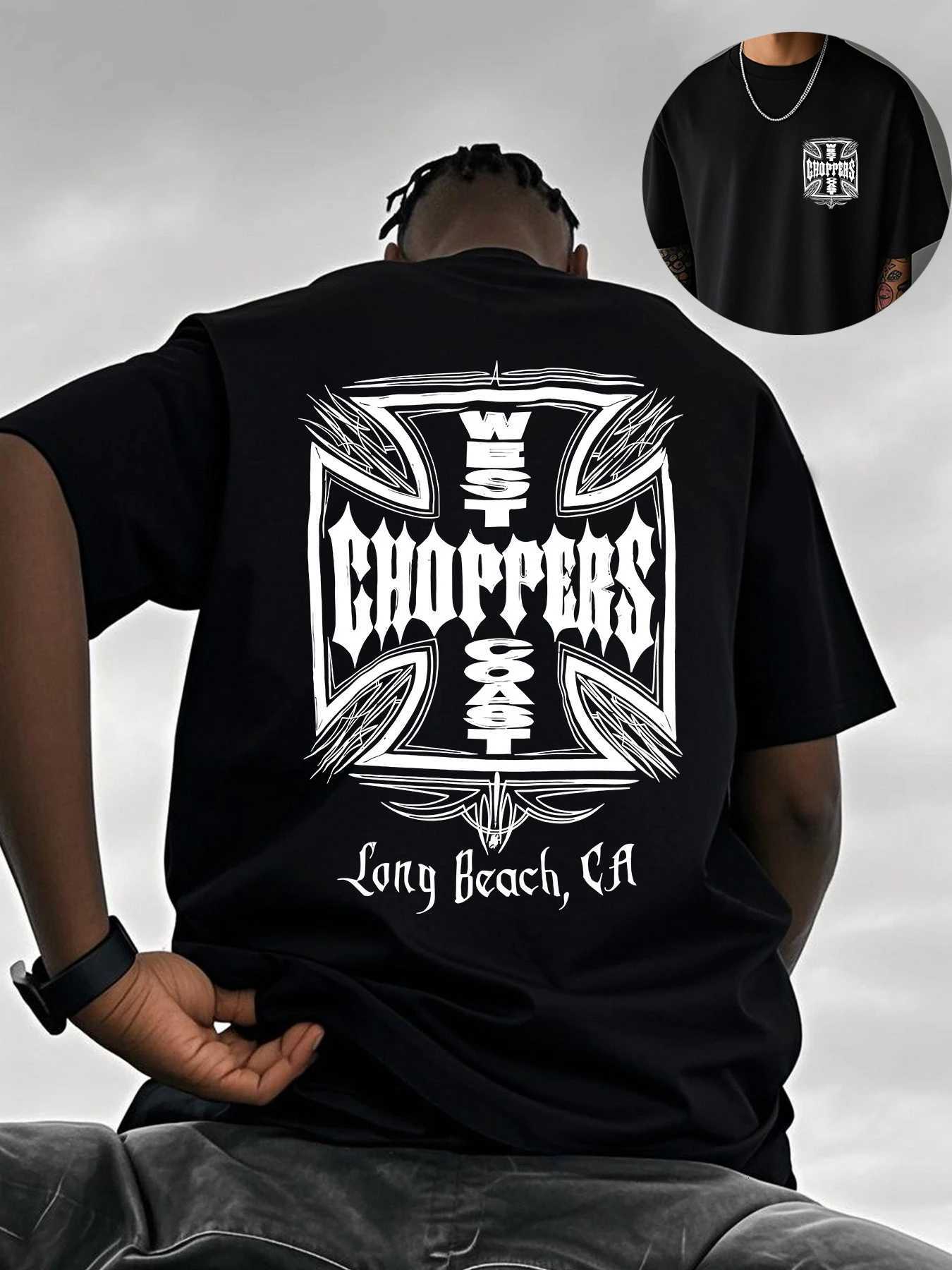 West Coast Choppers Style Cross T-Shirt Men Vintage Graphic Print Oversized Casual Streetwear Short Sleeve Tee Tops X260722