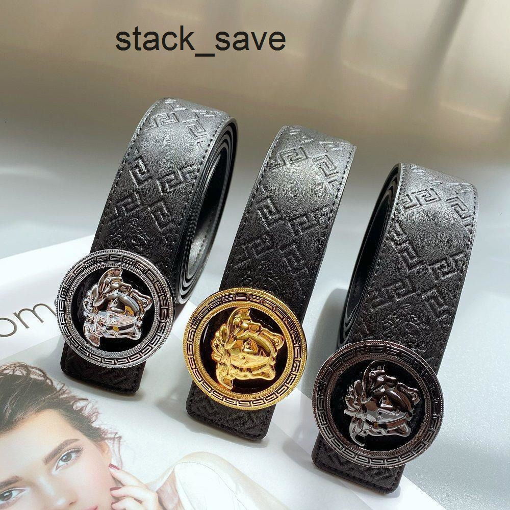 versaclies Mens genuine leather belt smooth casual stylish cowhide waist belt for young men Z0EV