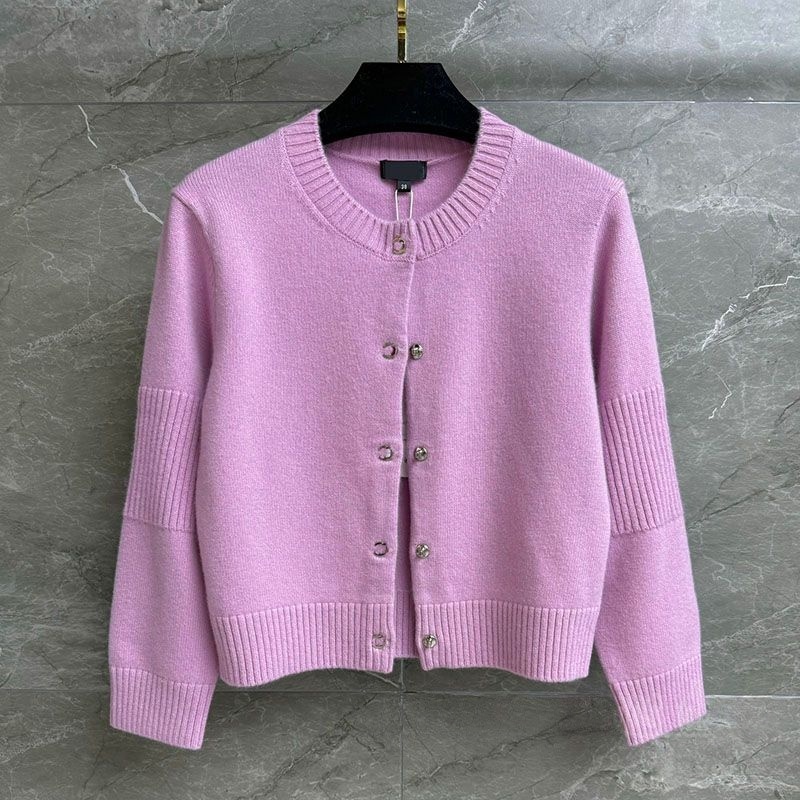 Luxury Women Pink Sweater Cardigan Brand Long Sleeve Knitted Sweaters Designer Elegant Cashmere Sweaters