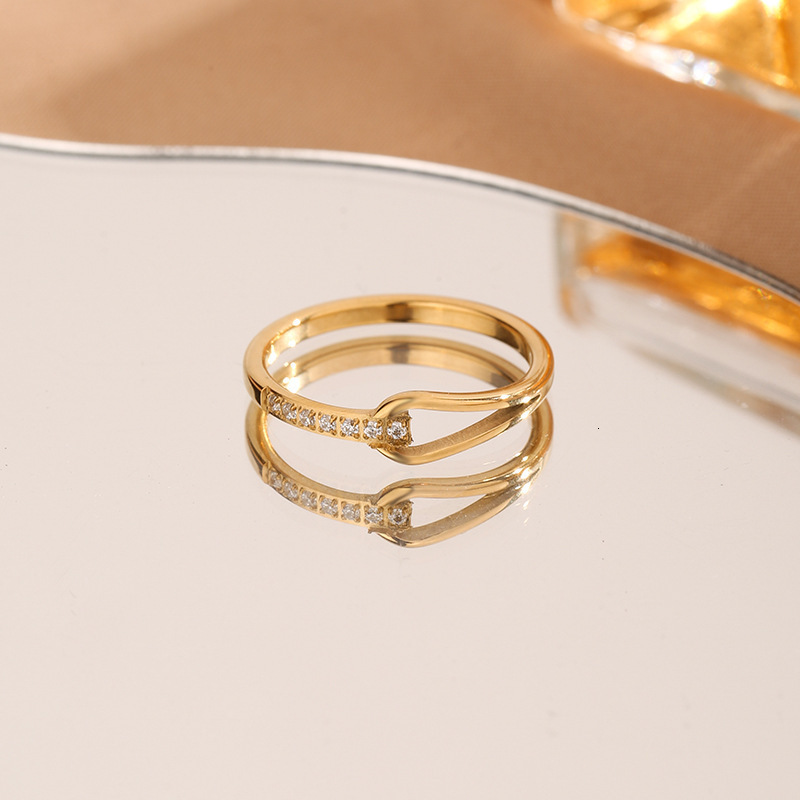 Luxury Brand Designer Jewelry Water Drop Row Diamond Index Finger For Women, Niche Design, Fashionable Steel 18K Gold, Unique And High-End Feel, Non